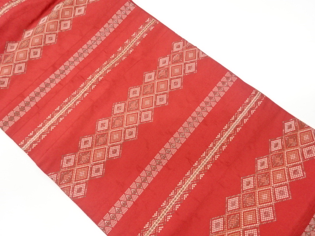 JAPANESE KIMONO / VINTAGE NAGOYA OBI / WOVEN RHOMBUS & STRIPE